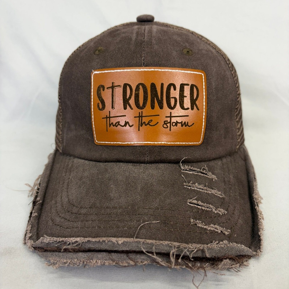 Unbranded Trucker Hat Stronger Storm Unisex OS Brown Distressed Mesh Cap